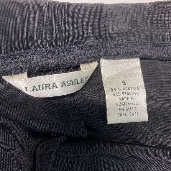 Laura Ashley Slinky Knit Midi Skirt Small Black Pleats Stretch Elastic Travel - Picture 5 of 6